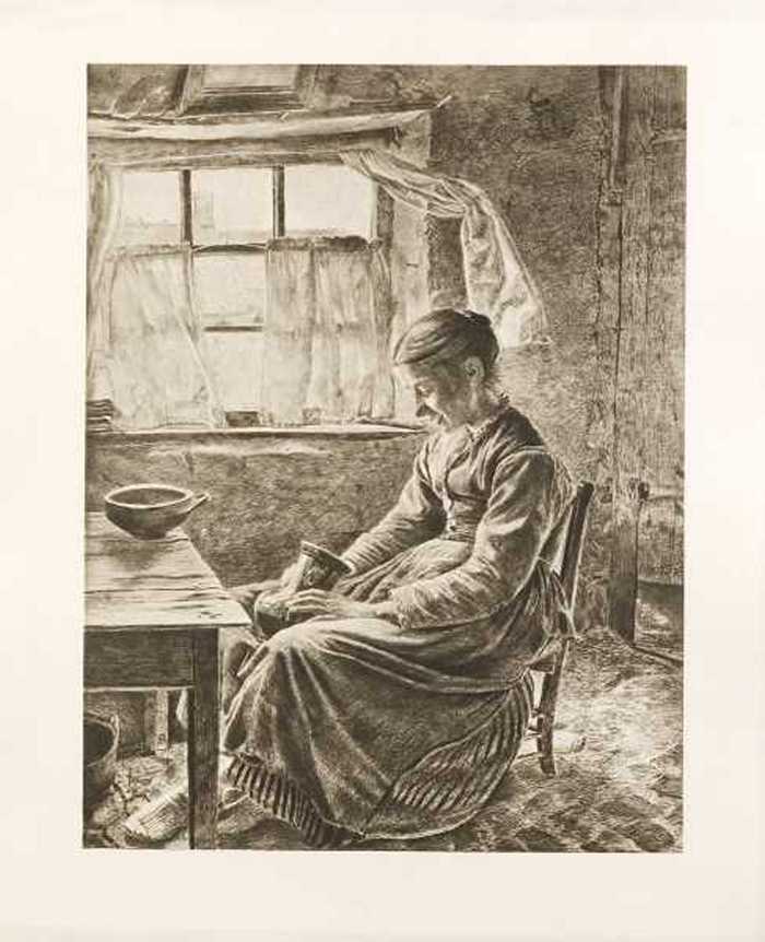 Aus Belgien, Studien-Blätter von K. Mediz - Jonge vrouw aan tafel