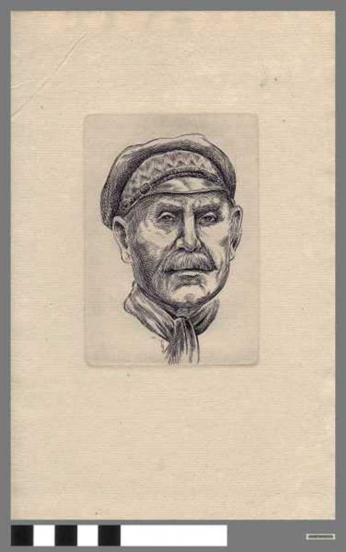 Visser met pet, snor en halsdoek