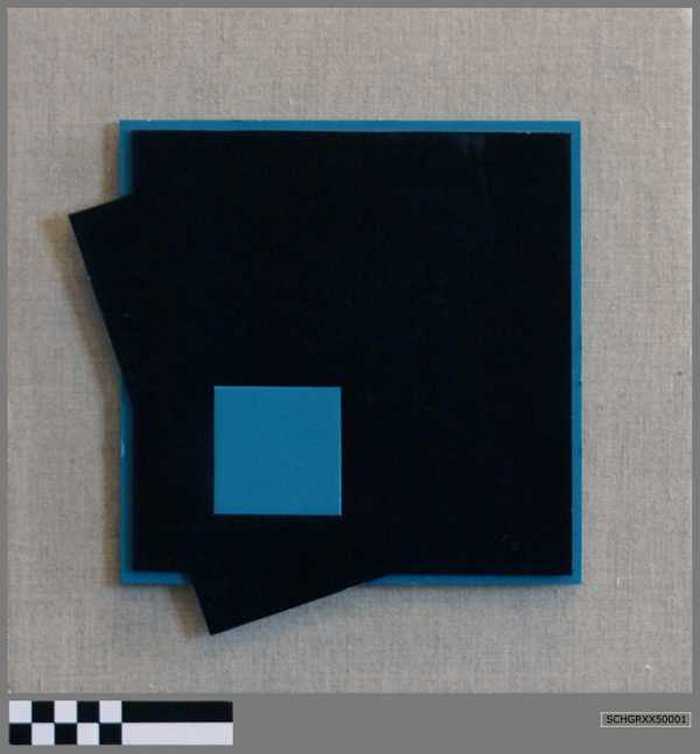 Grafisch kunstwerk uit kunststof in twee kleuren