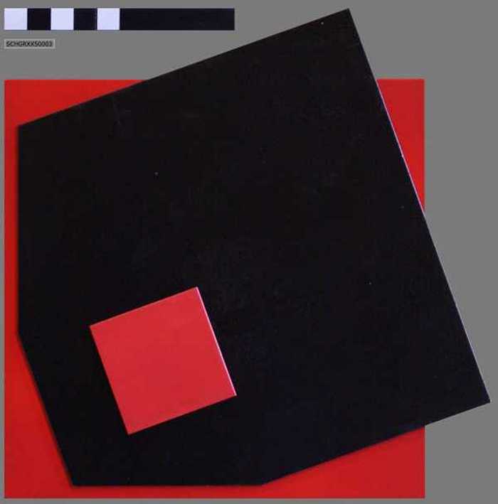 Grafisch kunstwerk uit kunststof in twee kleuren