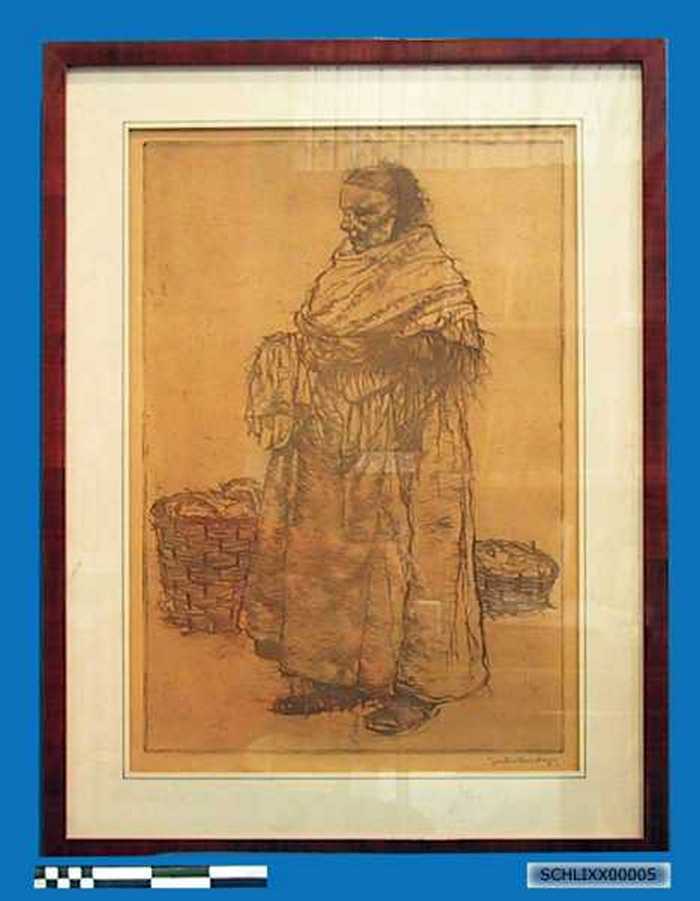 Staande vissersvrouw