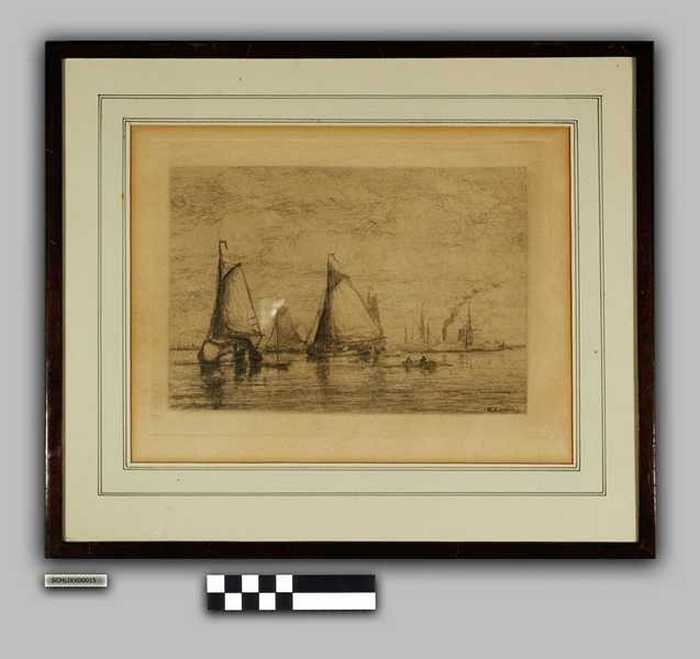 Zeezicht met platbodems