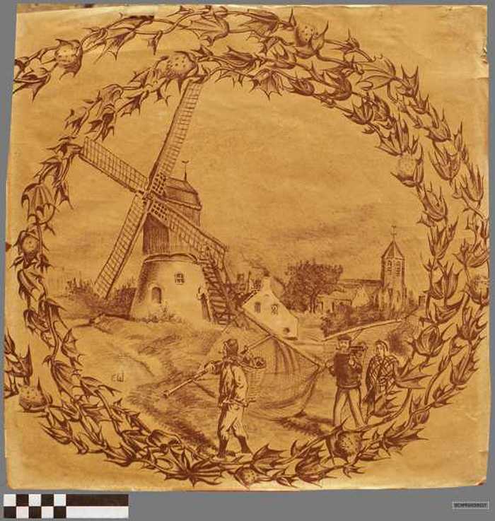 Knokke dorp met kerk en molen