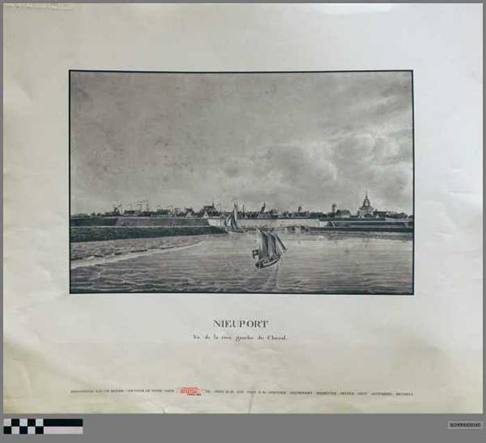 Nieuport - Vu de la rive gauche du Chenal. (Nieuwpoort - Zicht vanaf de linkeroever op de vaargeul.)