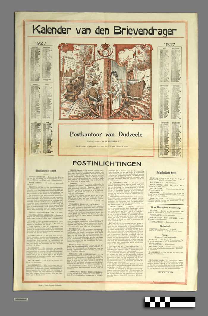 Kalender van den Brievendrager - Postkantoor van Dudzeele