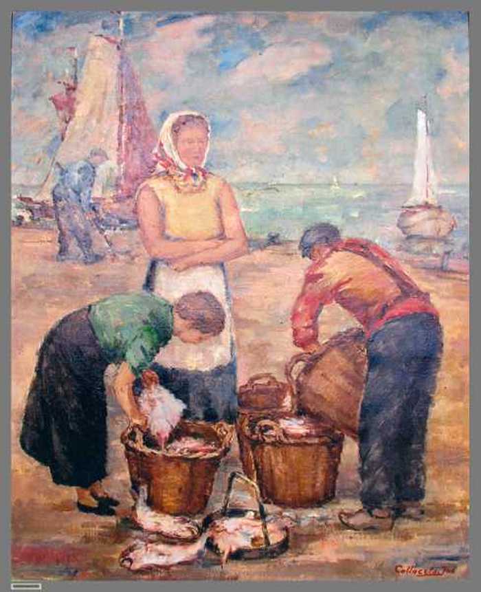 Vissersvrouwen en visser.