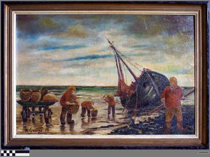 Vissers op het strand