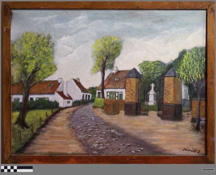 Dorpszicht met ingang tot begraafplaats