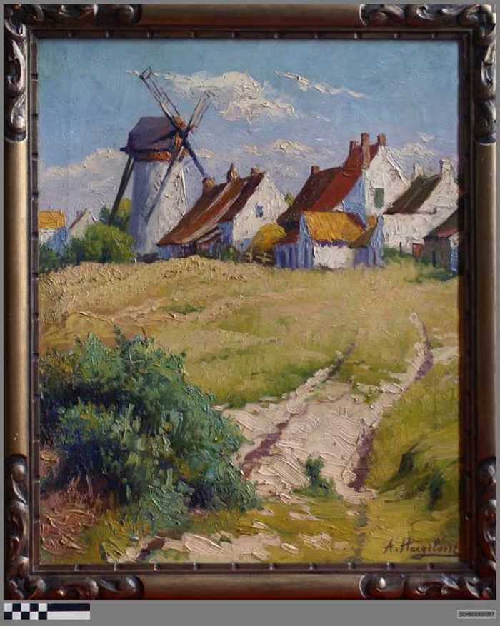 Dorpszicht met molen