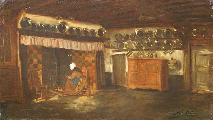 In de hoek bij het vuur