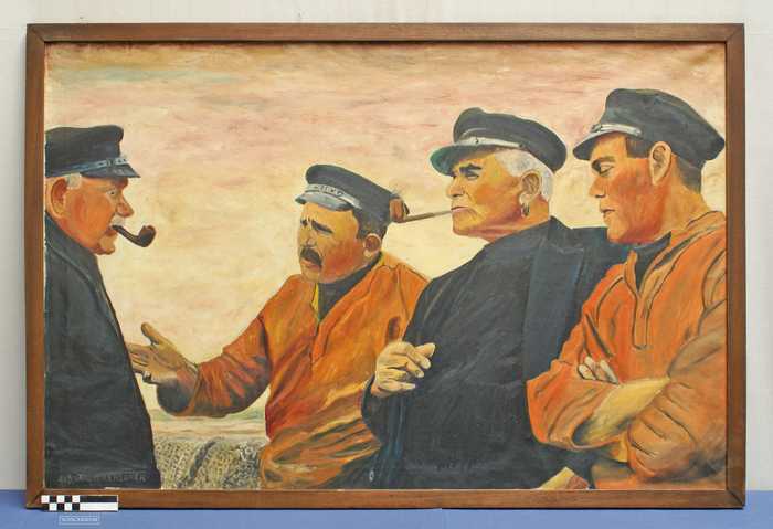 Pratende vissers op kaai  - Alb. Vandierendonck