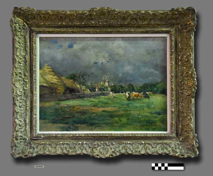 Schilderij van Alfred Verwee: Molen in Knocke dorp