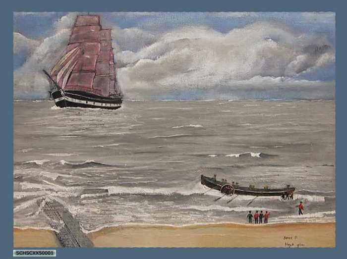 Schipbreuk Noorse driemaster Resoluut in 1887 voor de kust van Heyst.