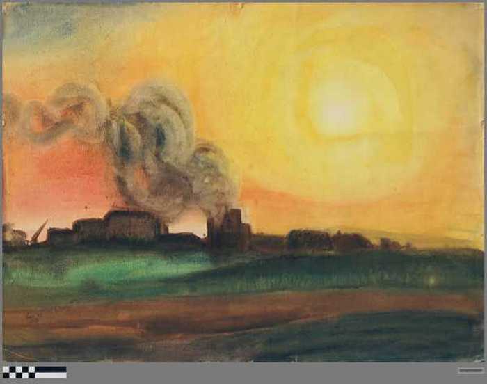 Cokesfabriek te Zeebrugge bij valavond.