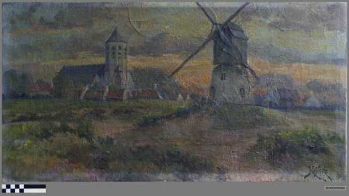 Kerk en molen te Knokke