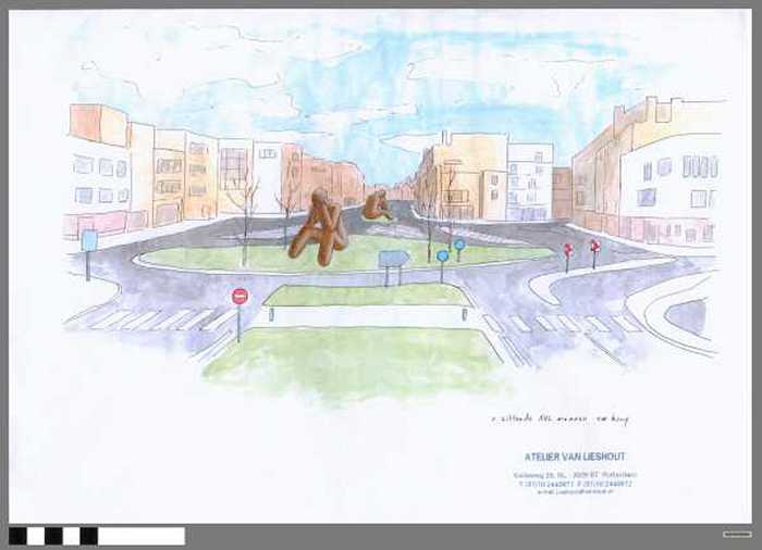 2 zittende AVL mannen, 4 m hoog