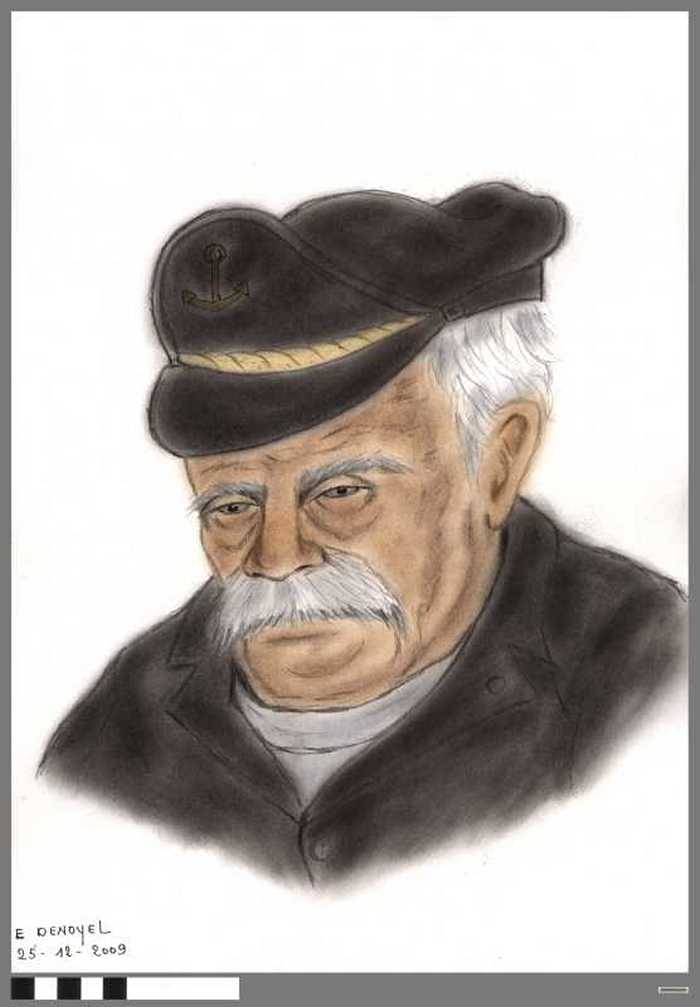 Oude man, pet met anker