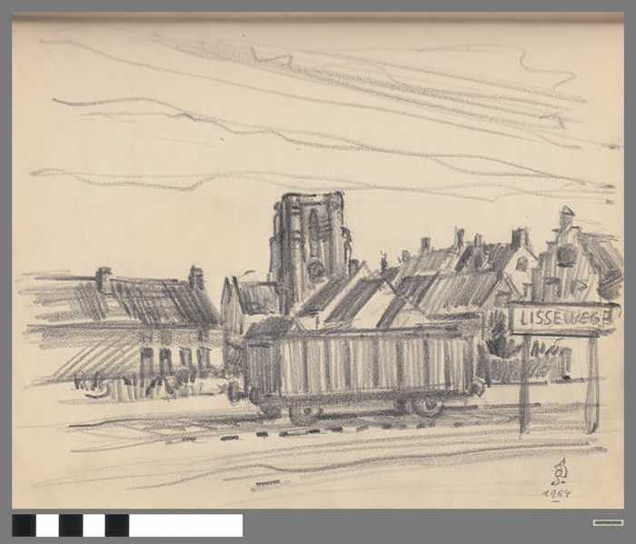Originele schets in boekje - Kerk te Lissewege