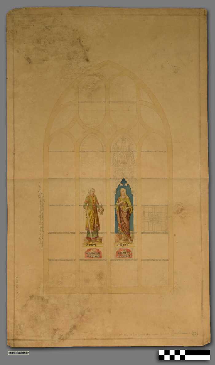 Ontwerptekening glasraam Sint-Donatuskerk Zeebrugge