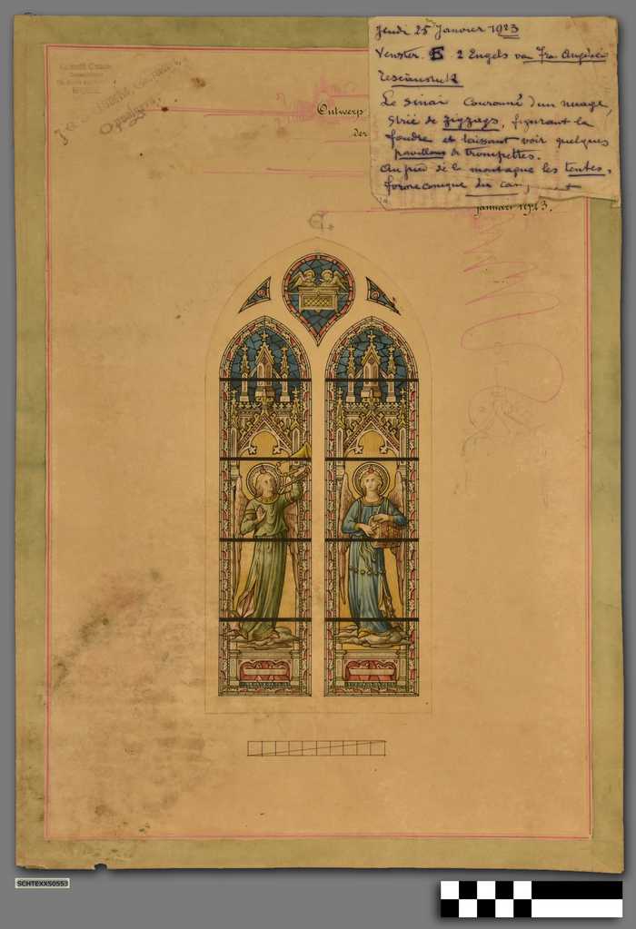 Ontwerp der geschilderde vensters in de zijdskoor der Parochiale kerk van Zeebrugge