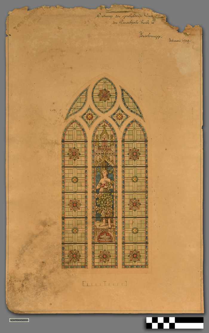 Ontwerp der geschilderde vensters in … der Parochiale kerk te Zeebrugge