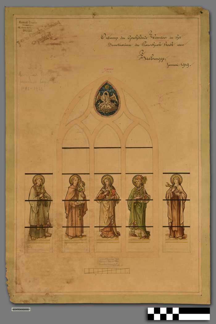 Ontwerp der Geschilderde Vensters in het Sanctuarium der Parochiale kerk van Zeebrugge