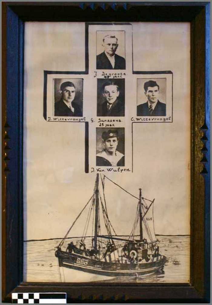 Bemanning van t visschervaartuig 'B.65' vergaan op de Noordzee