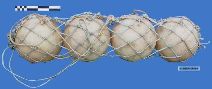 Net met vier witte polyester vlotters