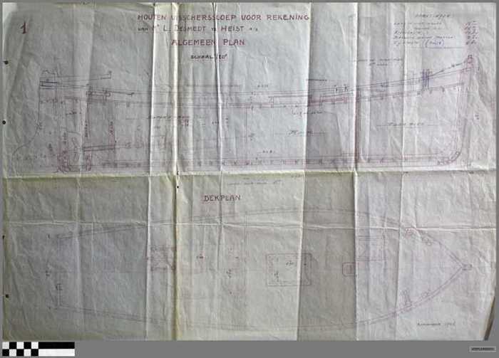 Houten visserssloep voor rekening van Mr. L. Desmedt te Heist a/z - Algemeen plan - N° 1