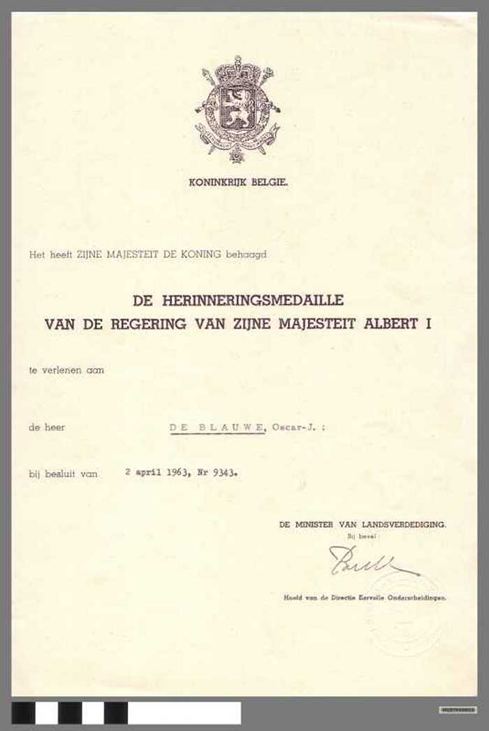 Ereteken: Herinneringsmedaille van de regering van zijn majesteit Albert I