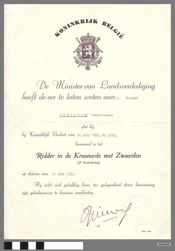 Ereteken: Ridder in de kroonorde met Zwaarden