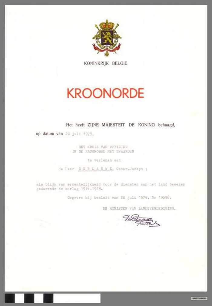 Ereteken: Kruis van Officier in de kroonorde met zwaarden