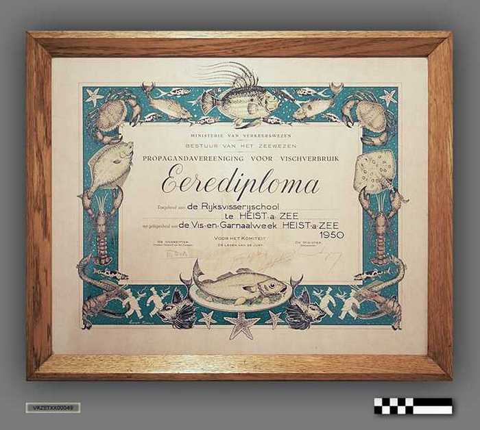 Eerediploma van de propagandavereeniging voor vischverbruik