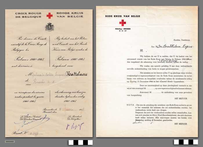 Palmen 1940-1945 toegekend aan Dokter Eugène Mattelaere