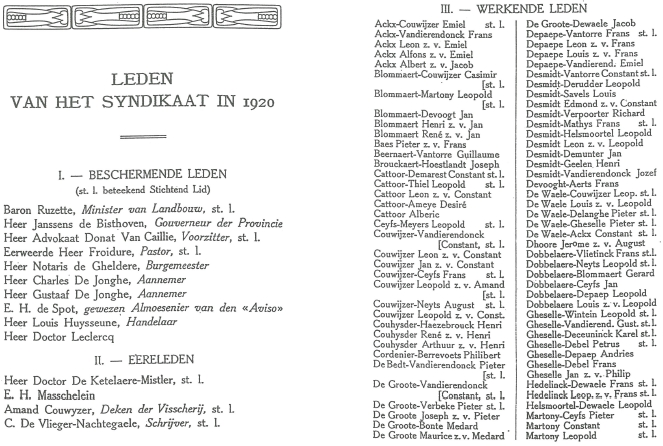 leden syndicaat 1920