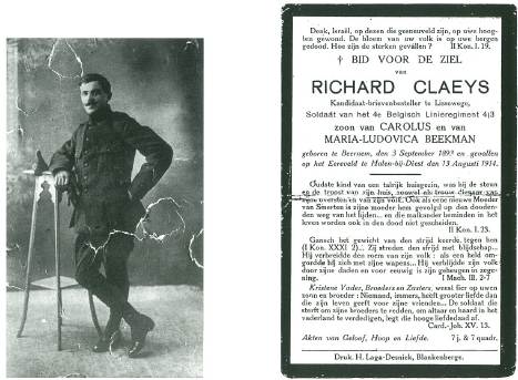 Amedé Dhondt --- Bidprentje van Richard Claeys